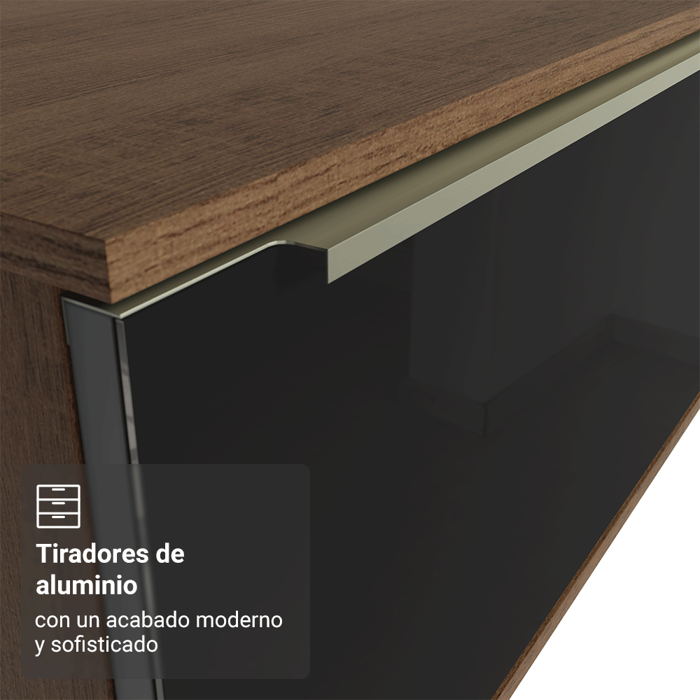 Rack Flotante para TV hasta 80 Pulgadas 218 cm 2 Puertas Marrón/Negro Lux Madesa