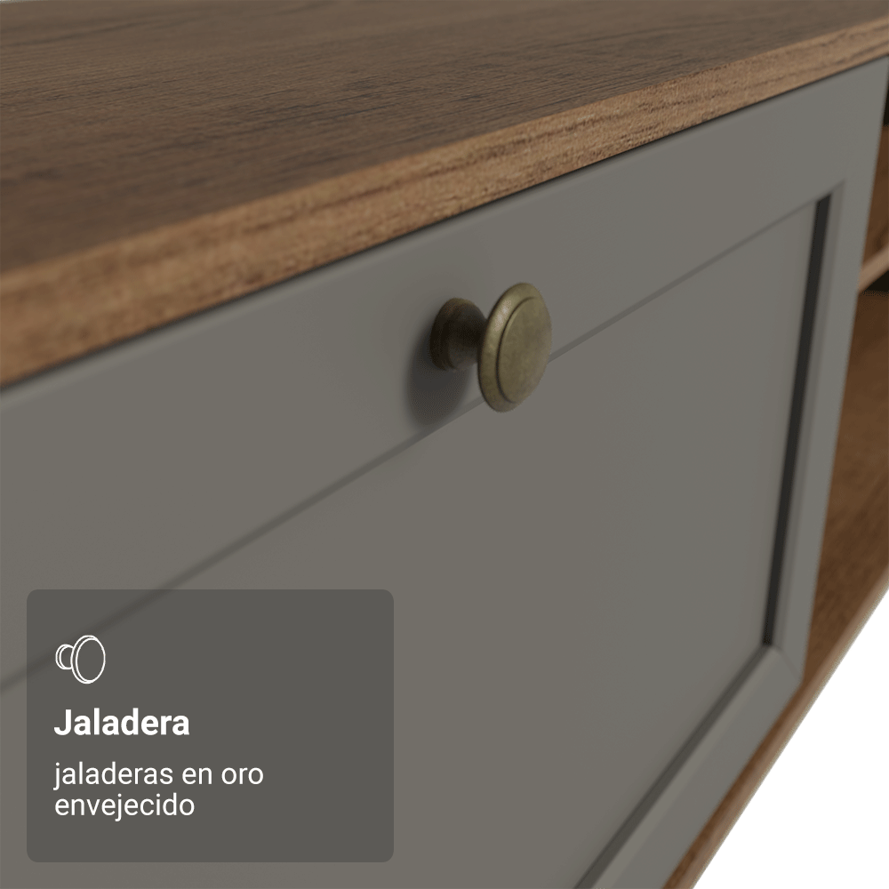 Rack para TV hasta 80 Pulgadas 218 cm 2 Puertas Marrón/Gris Vik Madesa
