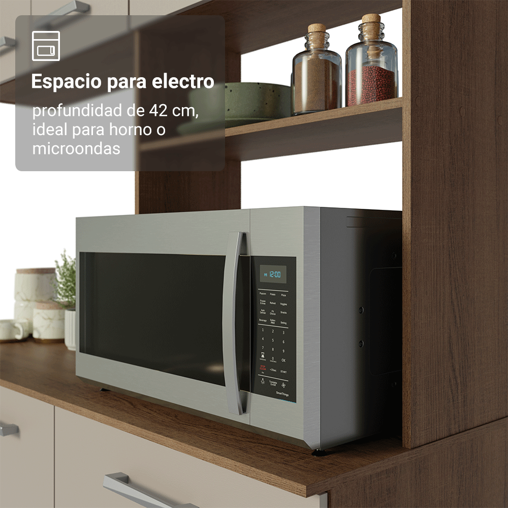 Cocina Compacta 196 cm Aura Marrón/Crema