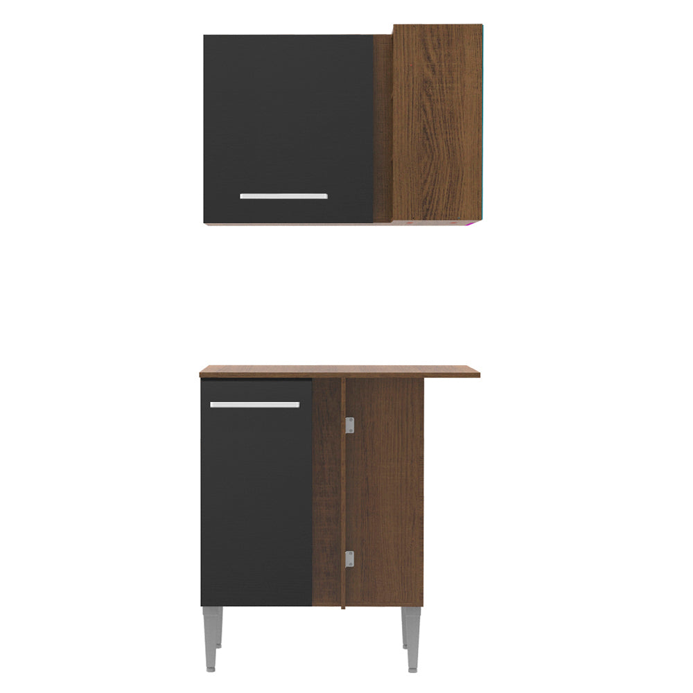 Bajo Mesada 80 cm Sin cajones 2 Puertas Marrón/Negro