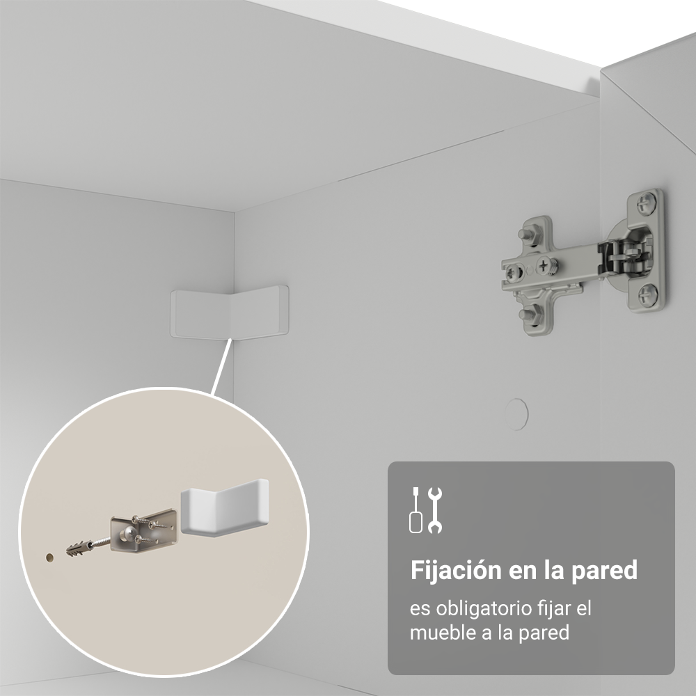 Kit Bajo Mesada + Cristalero 60 cm Smart 100% MDF Blanco