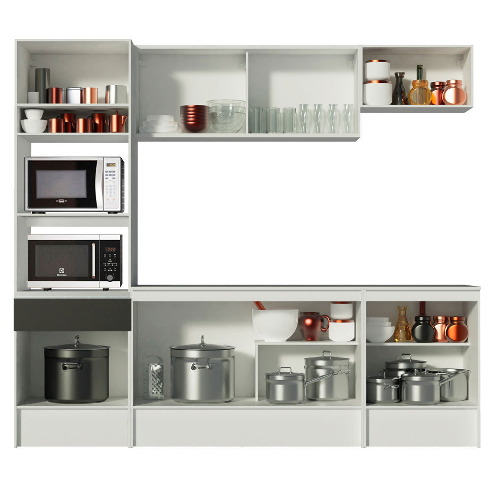 Combo Completo de Cocina 240 cm Blanco/Negro Diamante Madesa