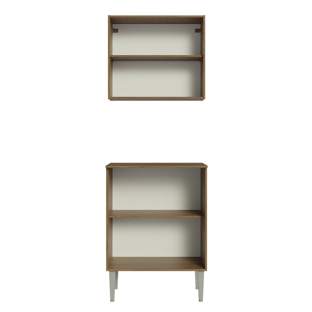 Bajo Mesada 64 cm Sin cajones 4 Puertas Marrón/Gris