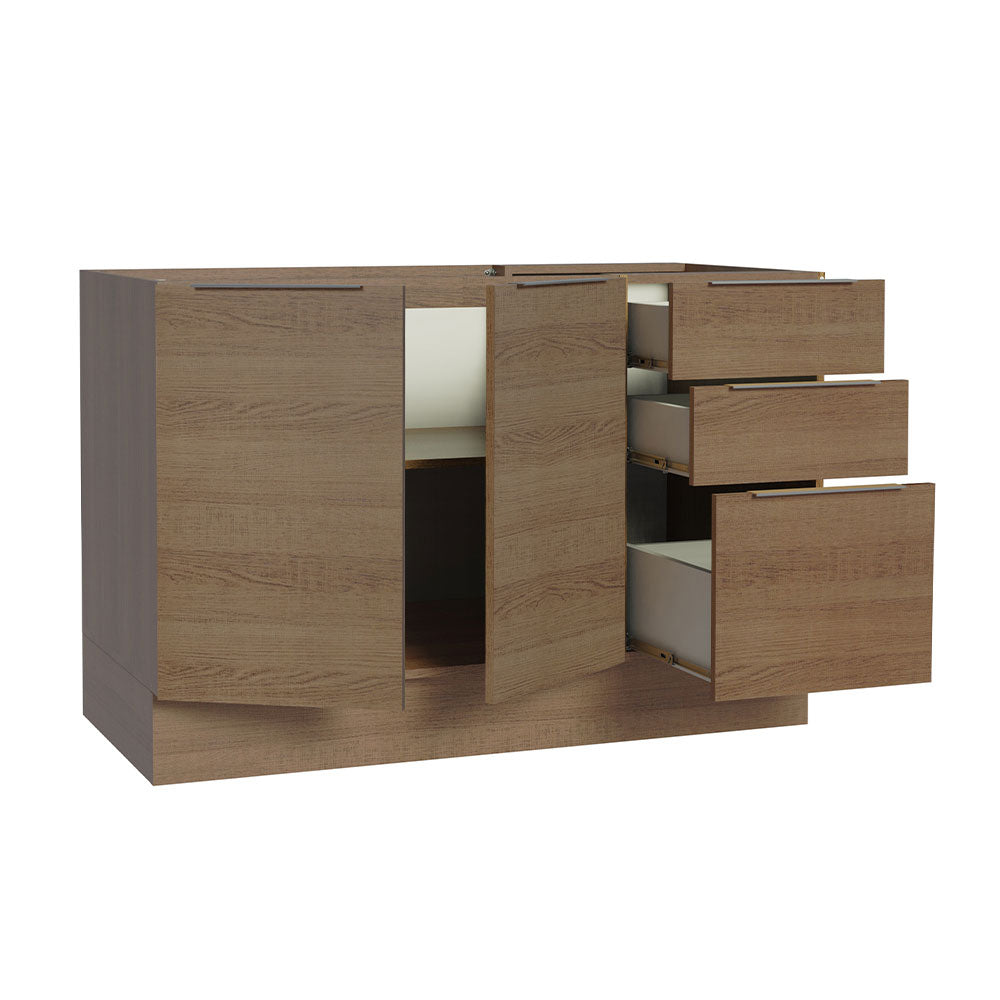 Bajo Mesada Cocina 120 x 60 cm 2 Puertas e 3 Cajones (Sin Mesada) Marrón Stella Madesa