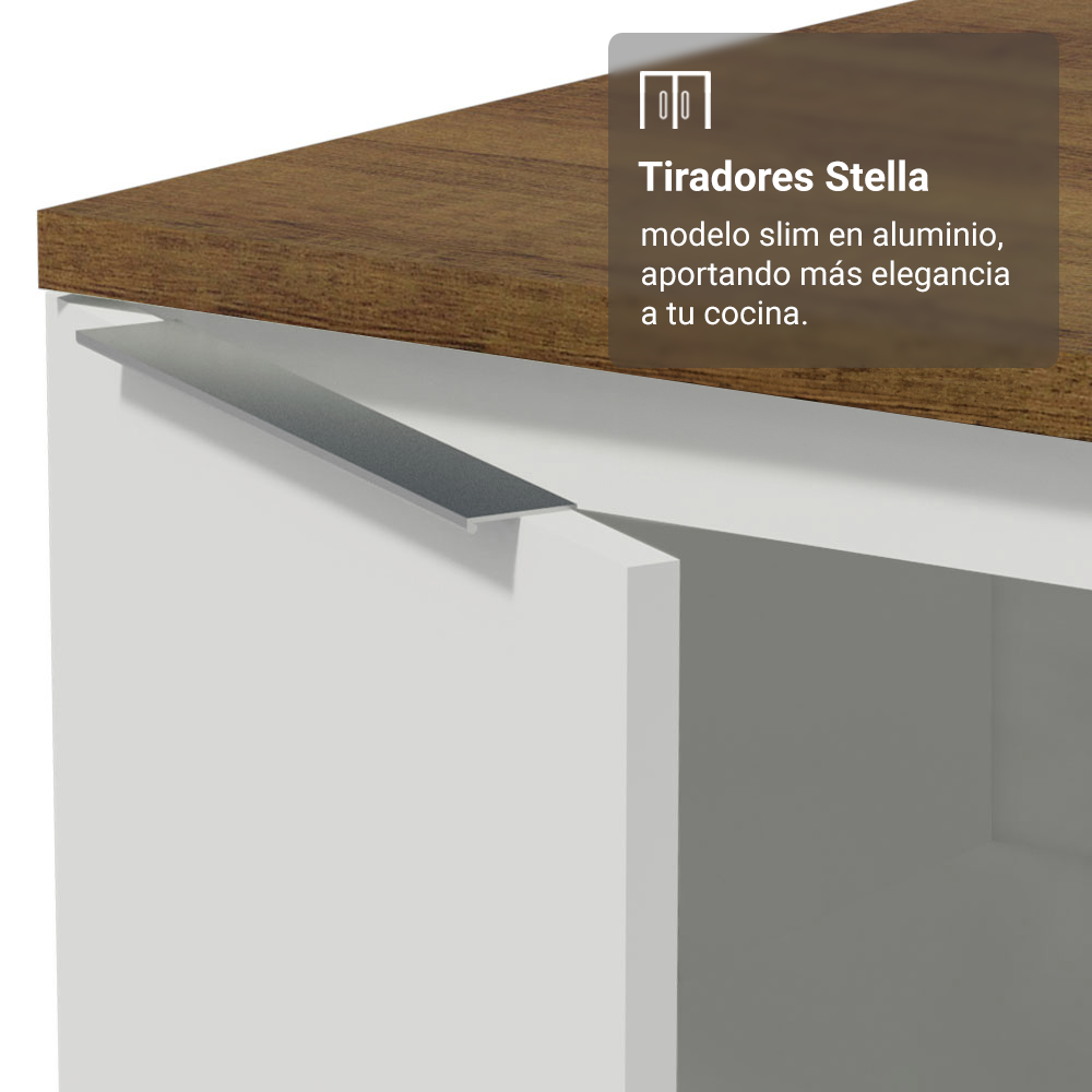 Bajo Mesada 50 x 60cm 1 Puerta (con mesada) Blanco/Marrón Stella