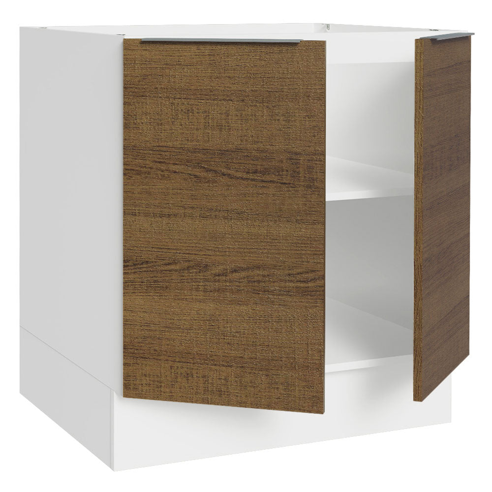 Bajo Mesada Cocina 80 x 60 cm 2 Puertas (Sin Mesada) Blanco/Marrón Stella Madesa