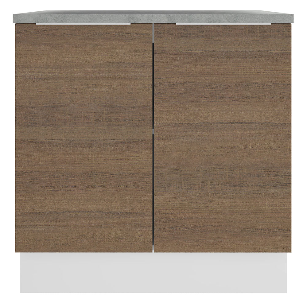 Bajo Mesada Cocina 80 x 60 cm 2 Puertas (Con Mesada) Blanco/Marrón Stella Madesa