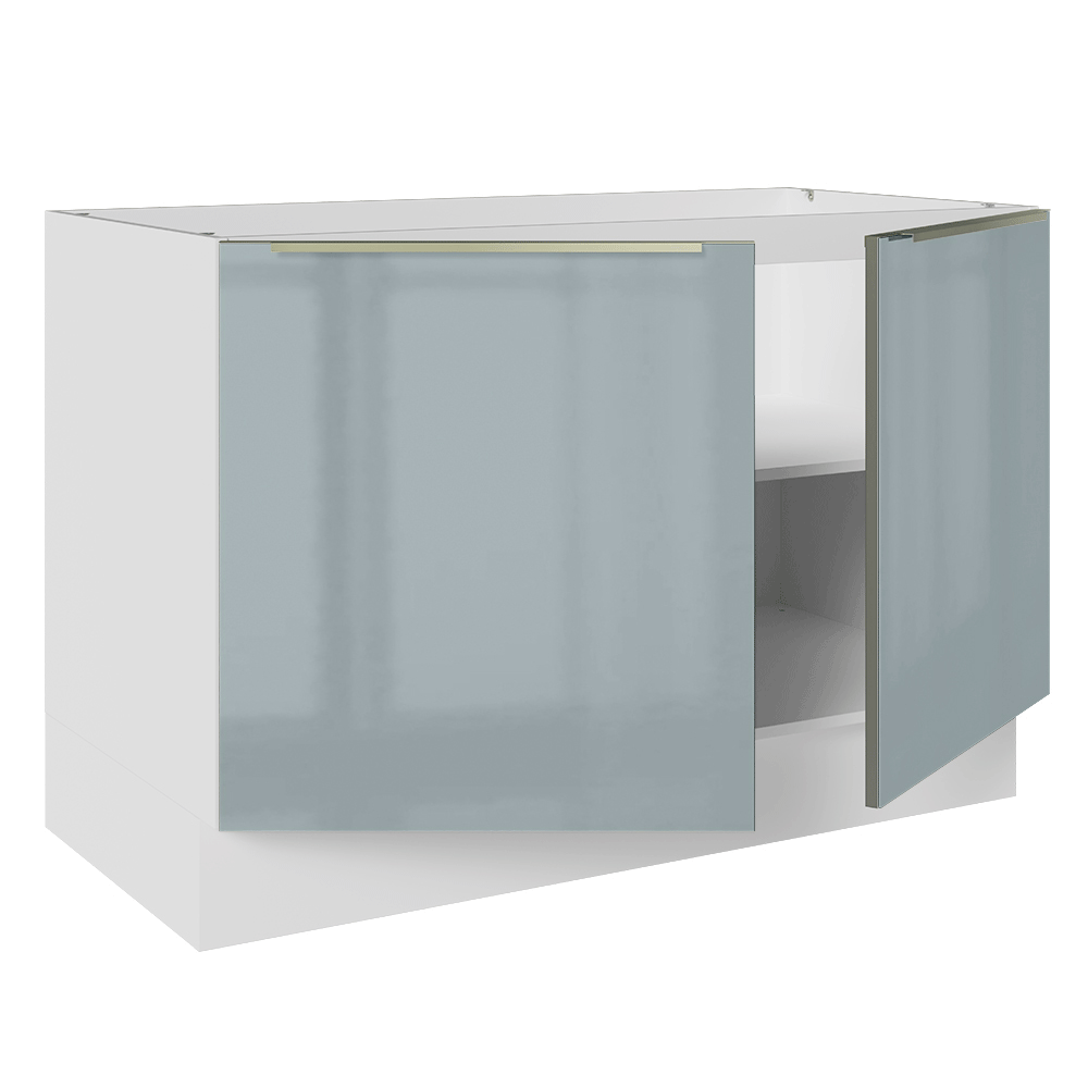 Bajo Mesada para Bacha 120 cm 2 Puetas (Sin Mesada y Bacha) Blanco/Gris Lux Madesa