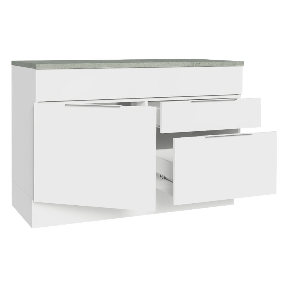 Bajo Mesada Cocina 120 cm 1 Puertas e 2 Cajones (Con Mesada) Blanco Stella Madesa