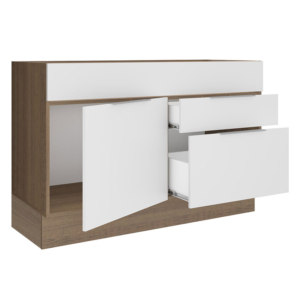 Bajo Mesada para Bacha 120 cm 1 Puerta e 2 Cajones (Sin Mesada y Bacha) Marrón/Blanco Stella Madesa