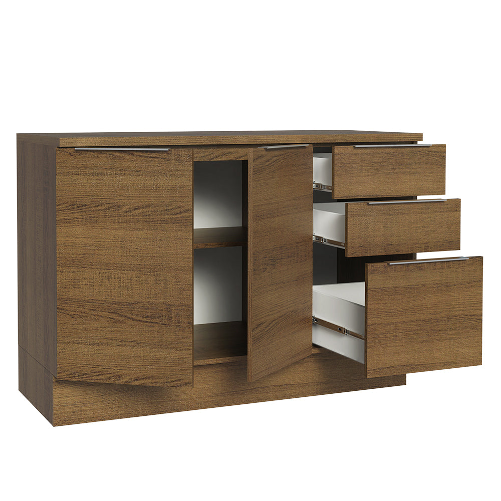 Bajo Mesada Cocina 120 cm 3 Cajones 2 Puertas (Con Mesada) Marrón Stella Madesa
