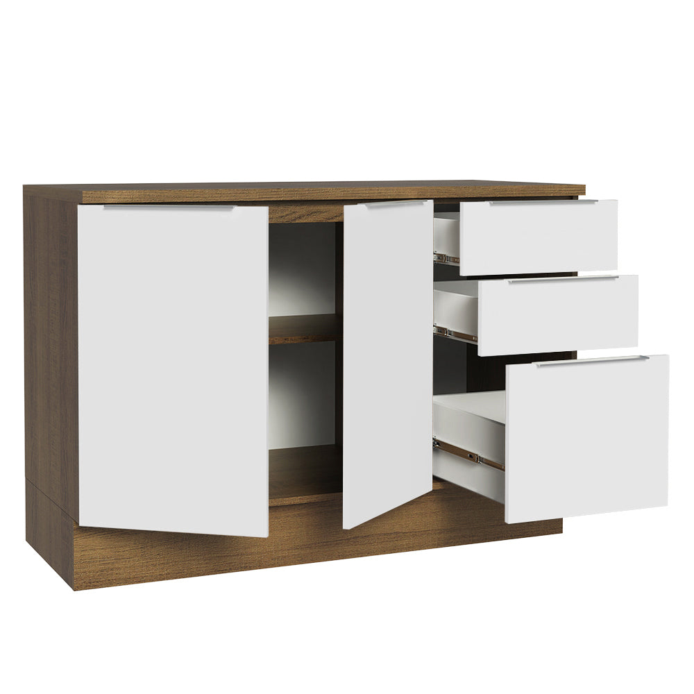 Bajo Mesada Cocina 120 cm 3 Cajones 2 Puertas (Con Mesada) Marrón/Blanco Stella Madesa