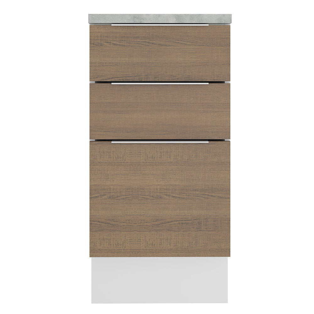 Bajo Mesada Cocina 40 cm 3 Cajones Blanco/Marrón Stella Madesa
