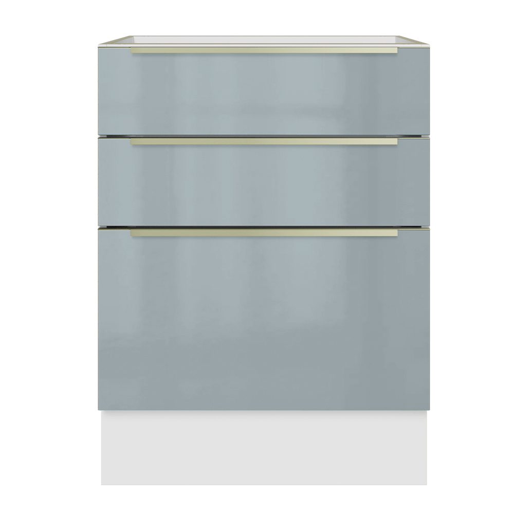 Bajo Mesada de Cocina 60 cm 3 Cajones (Sin Mesada) Blanco/Gris Lux Madesa