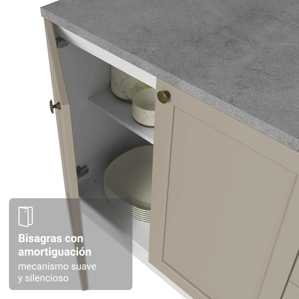 Bajo Mesada Esquinero 94 cm 1 Puerta (Sin Mesada) Blanco/Crema Vik Madesa
