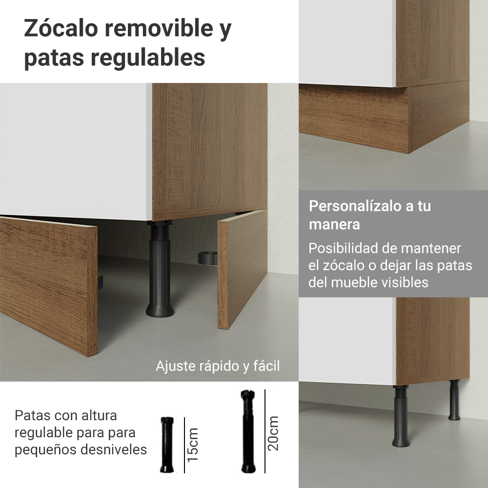 Bajo Mesada Esquinero 94 cm 1 Puerta (Sin Mesada) Marrón/Blanco Stella Madesa
