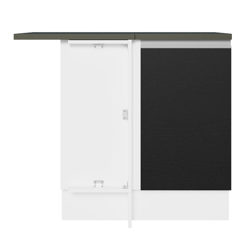 Bajo Mesada Cocina Esquinera 100% MDF 1 Puerta Blanco/Negro Acordes Madesa