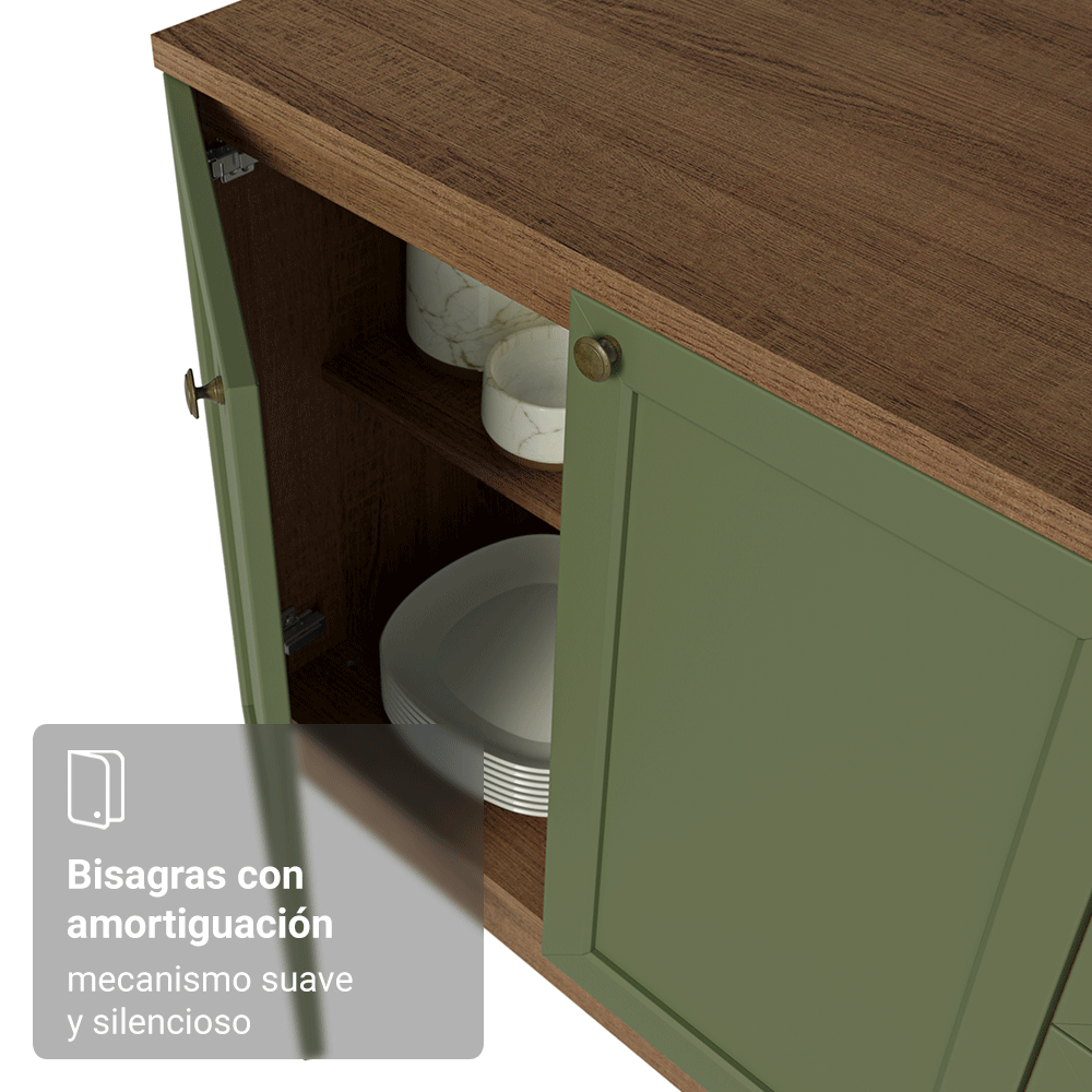 Bajo Mesada Esquinero 94 cm 1 Puerta (Sin Mesada) Marrón/Verde Vik Madesa
