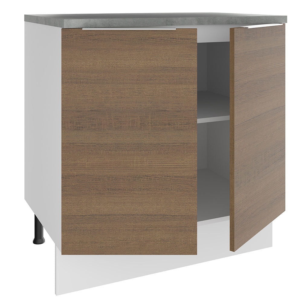 Bajo Mesada 80 cm Sin cajones 2 Puertas Stella Blanco/Marrón