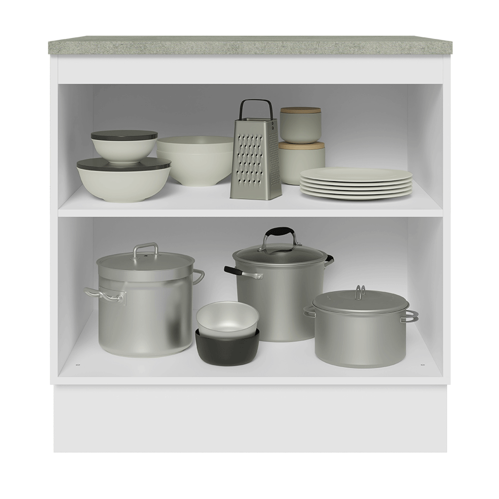 Bajo Mesada de Cocina 80 cm 2 Puetas Blanco/Gris Lux Madesa