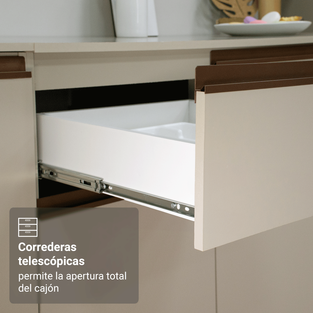 Combo completo de Cocina Esquinero Flotante 385cm Crema Nice Madesa 02