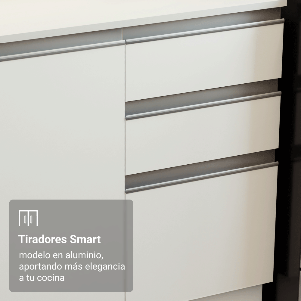 Combo Completo de Cocina Esquinera 100% MDF 377 cm Smart Blanco Brilhante Madesa 01