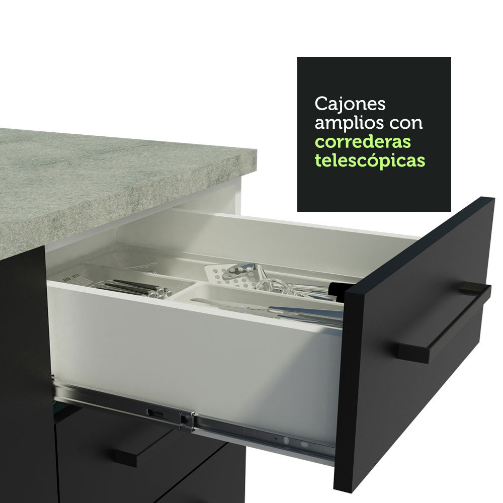 Combo Completo de Cocina 240 cm Blanco/Negro 60 cm de Profundidad Agata Madesa 02