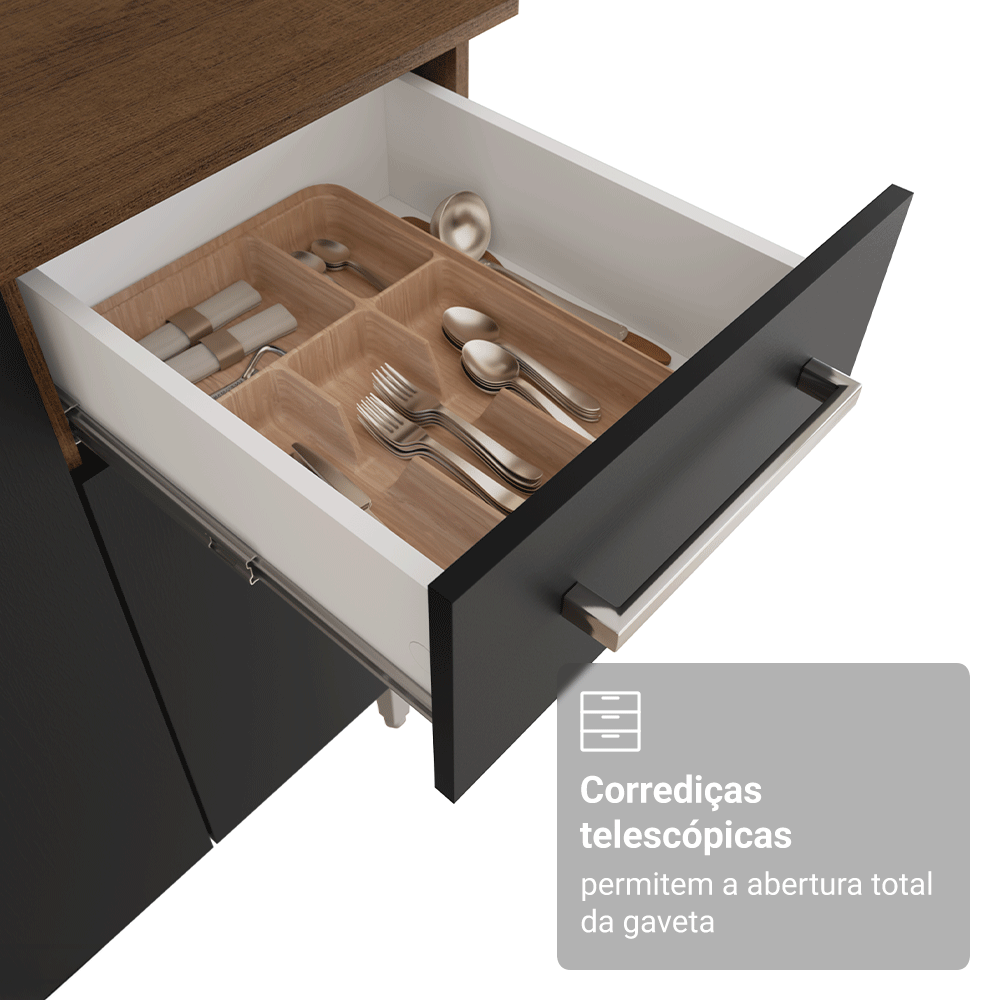 Combo completo de Cocina 220 cm Marrón/Negro Deli Madesa 02
