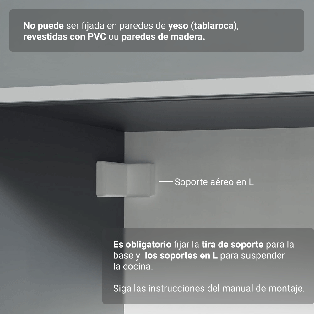Combo Completo de Cocina Flotante 240 cm Gris Nice Madesa 04