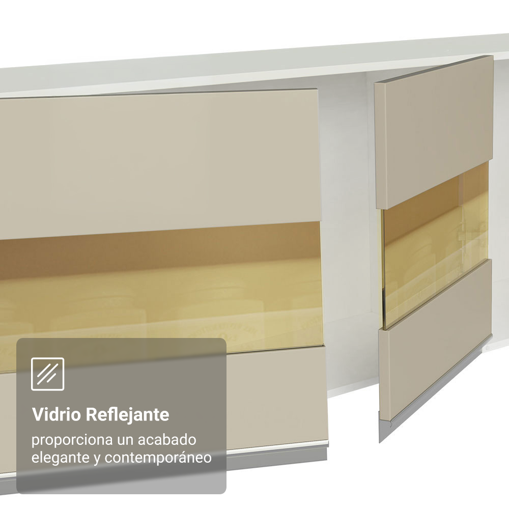 Combo completo de Cocina 100% MDF 300cm Blanco/Marrón/Crema Smart Madesa 03