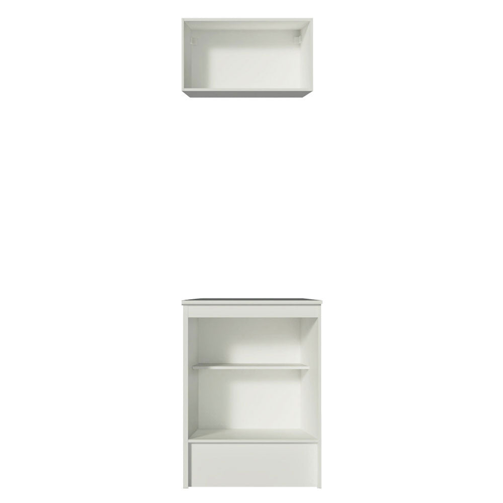 Kit Cocina 60 cm 2 Puertas con Alacena y Bajo Mesada Blanco/Negro Topazio Madesa