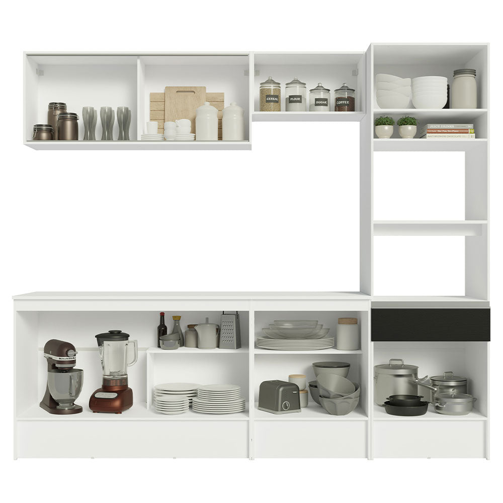 Combo Completo de Cocina 240 cm Blanco/Negro Topazio Madesa 05