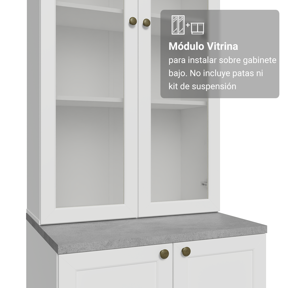 Kit Bajo Mesada + Cristalero 70 cm Vik Blanco 01