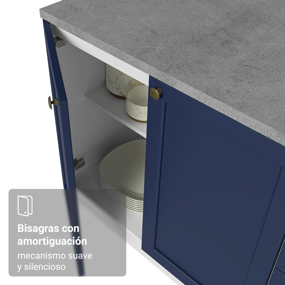 Cocina Compacta 180 cm Vik Blanco/Azul 05