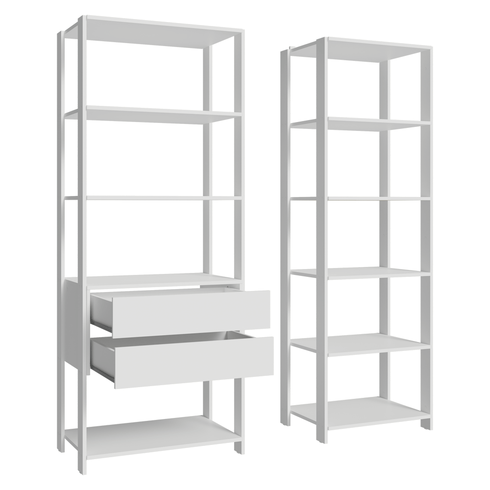 Placard Ropero Modulado 2 Cajones 9 Repisas 129 cm Blanco Valencia Madesa