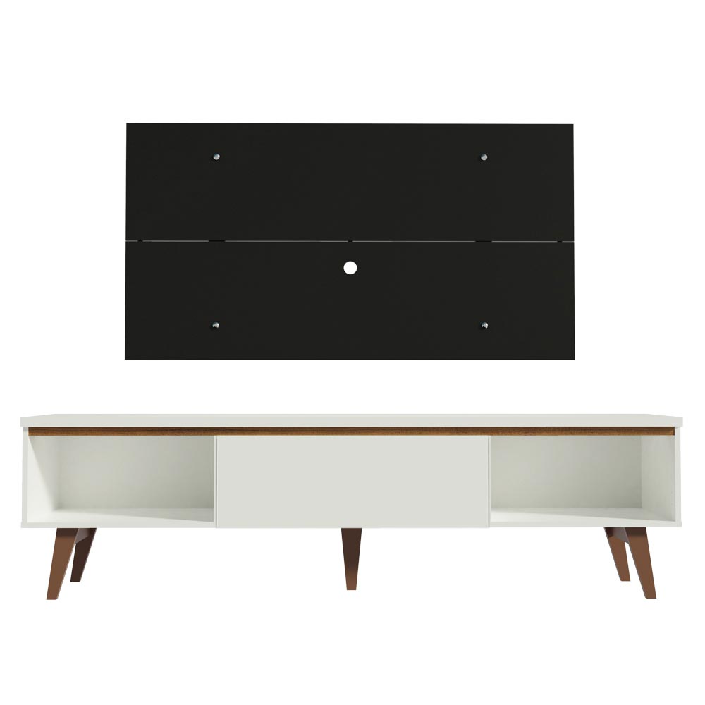 Rack Madesa Reims con Panel para TV hasta 55 Pulgadas 2 Puertas y 1 Cajón Blanco/Negro