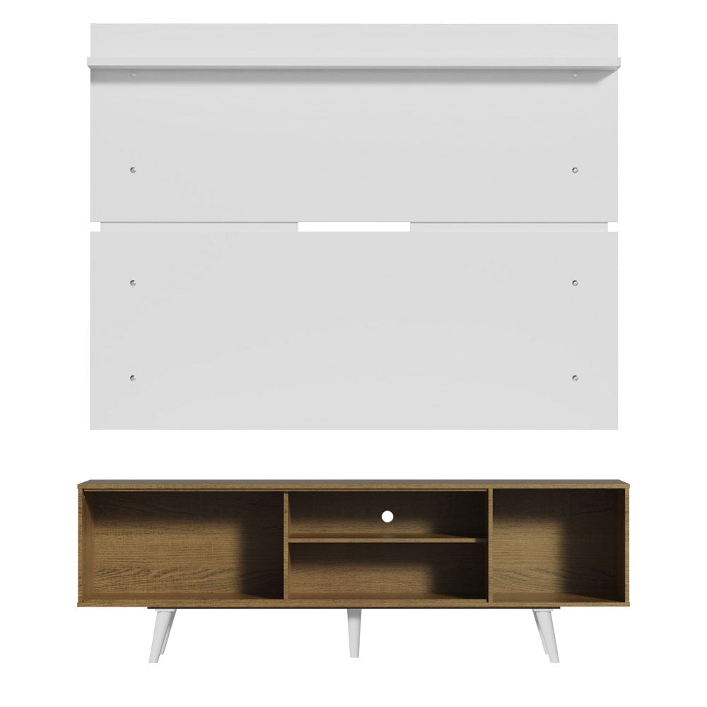 Rack Madesa Dubai con Panel para TV hasta 65 Pulgadas con Patas Marrón/Blanco