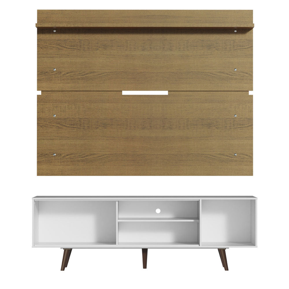 Rack Madesa Dubai con Panel para TV hasta 65 Pulgadas con Patas Blanco/Marrón