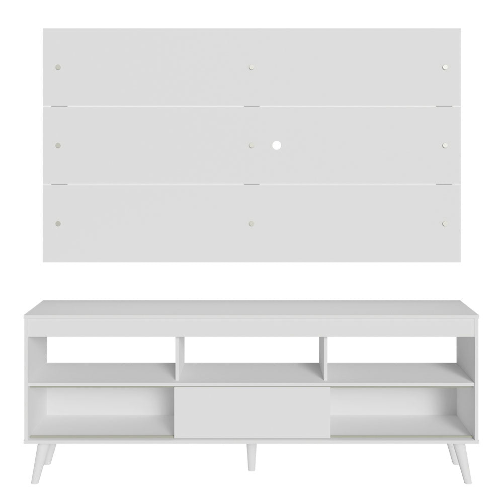 Rack con Panel para TV hasta 65 Pulgadas con Patas Blanco Detroit Madesa