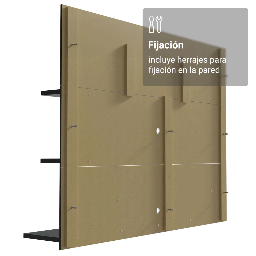 Rack con Panel para TV hasta 60 Pulgadas 180 cm Negro Cancun Madesa
