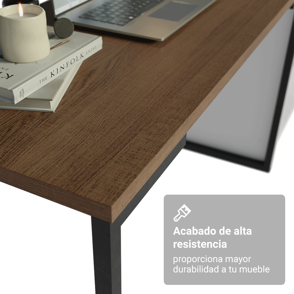 Combo Home Office Madesa Neo con 2 Armarios, Escritorio y 2 Estantes Blanco/Marrón