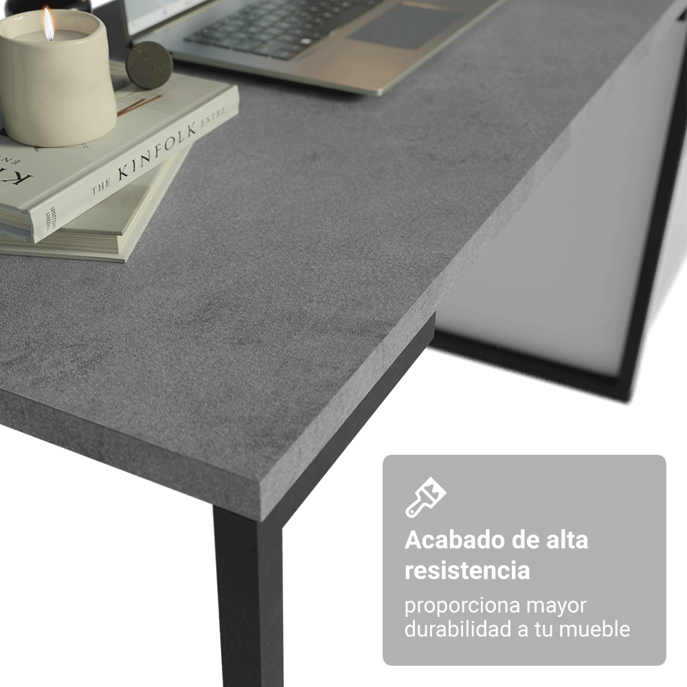 Conjunto Home Office 2 Placard con Espejos Neo 1 Escritorio y 2 Repisas Blanco Madesa