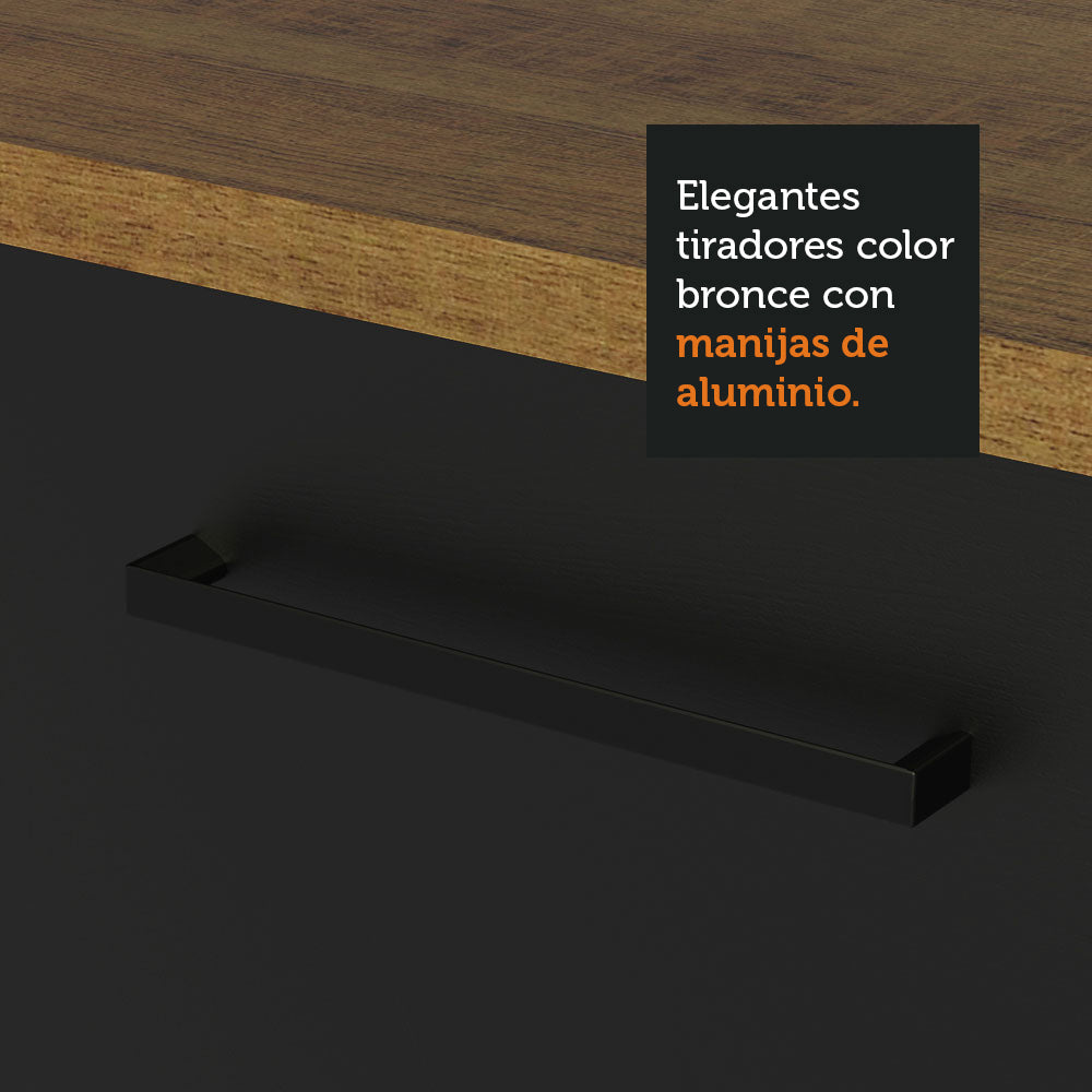 Kit con 2 Bajo mesada e 2 Alacena Multiuso 200cm Marrón/Negro Agata Madesa