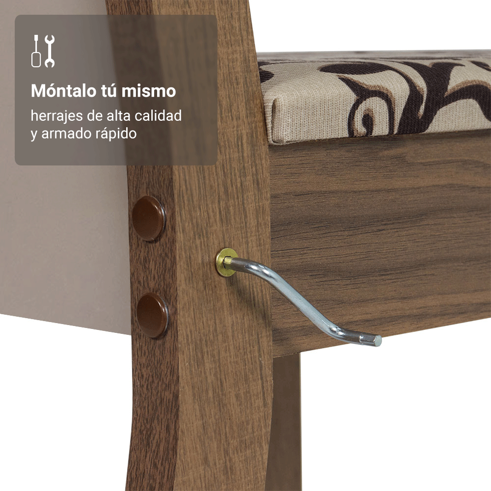 Juego de Comedor Mesa Tapa de Madera 4 Sillas Marrón/Crema/Beige Marrón Alana Madesa