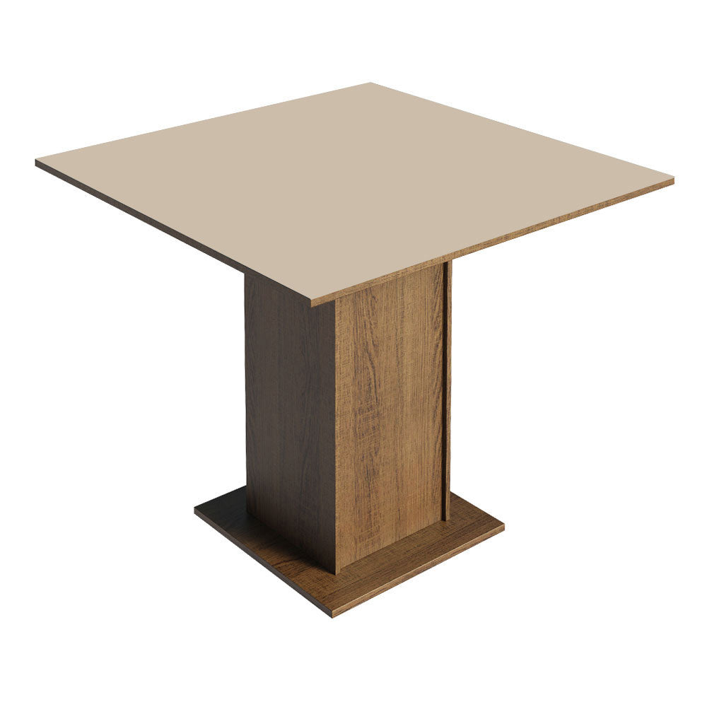 Juego de Comedor Mesa con Tapa de Madera 4 Sillas Livia Madesa - Marrón/Crema/Imperial