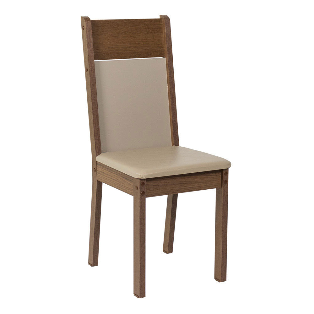 Juego de Comedor Mesa con Tapa de Madera 4 Sillas Marrón/Crema/Beige Elisa Madesa