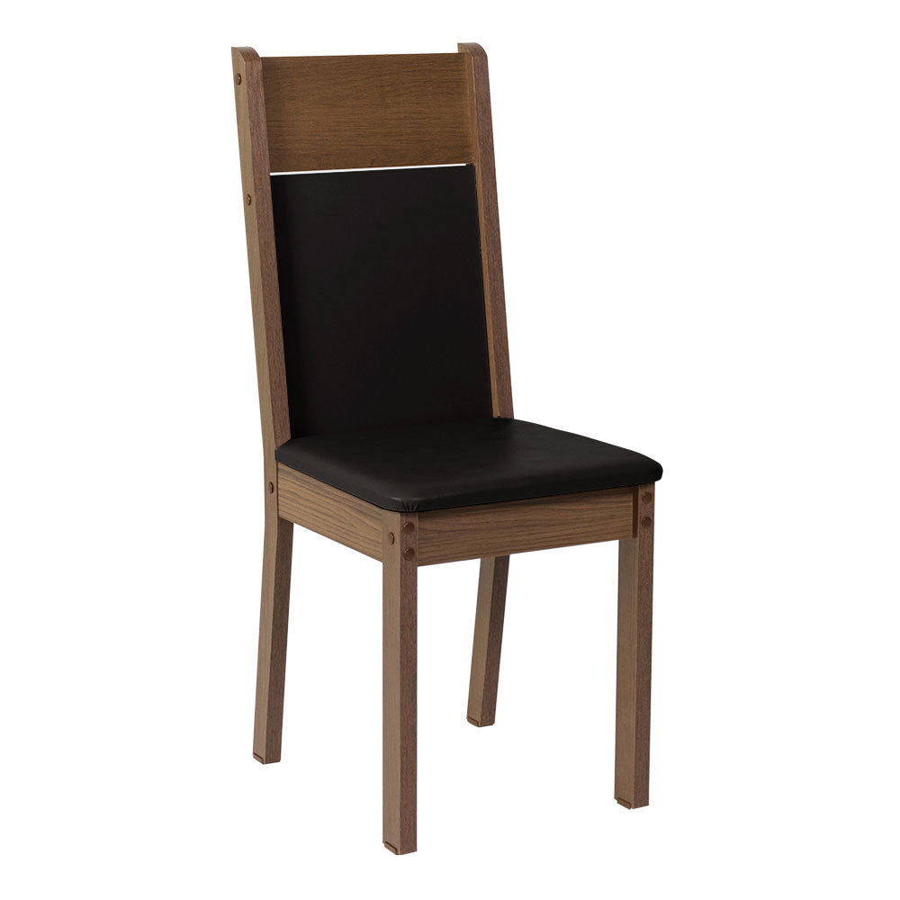 Juego de Comedor Mesa con Tapa de Vidrio 4 Sillas Negro/Marrón Greta Madesa