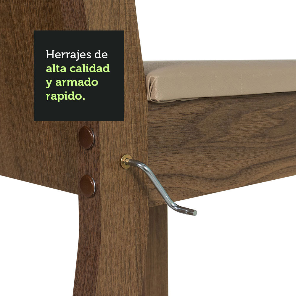 Juego de Comedor Mesa con Tapa de Madera 4 Sillas Marrón/Crema/Sintético Beige Samara Madesa