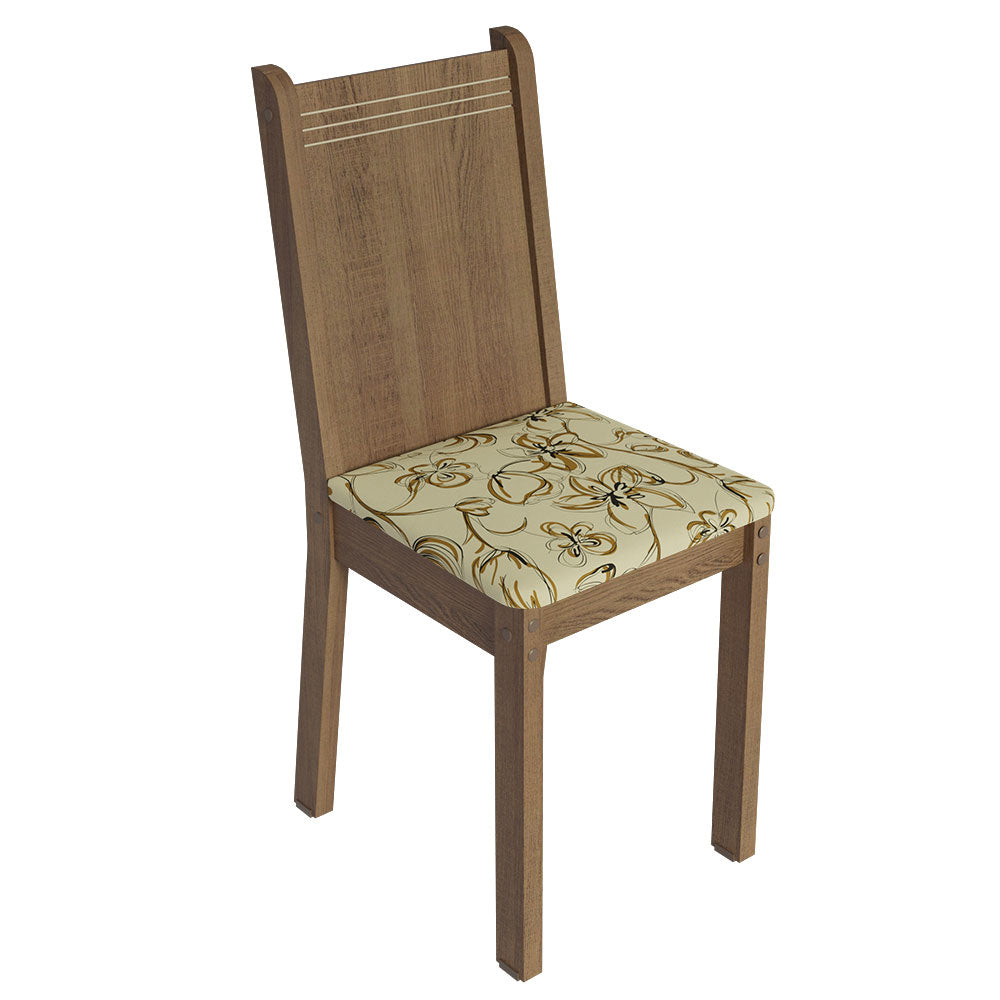 Juego de Comedor Mesa Tapa de Vidrio 6 Sillas Marrón/Lirio Beige Isla Madesa