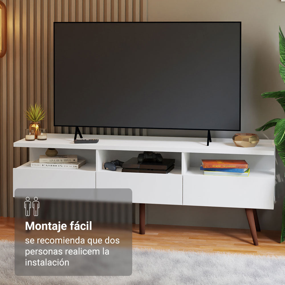 Rack para TV hasta 65 Pulgadas con patas Retro Blanco Londres Madesa